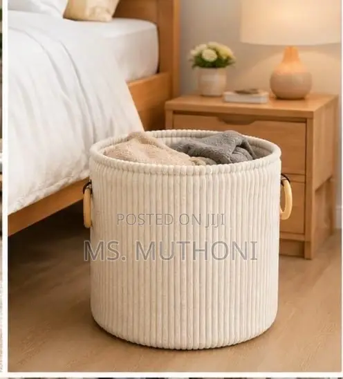 Corduroy-Textured Storage and Laundry Baskets