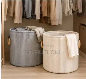 Corduroy-Textured Storage and Laundry Baskets