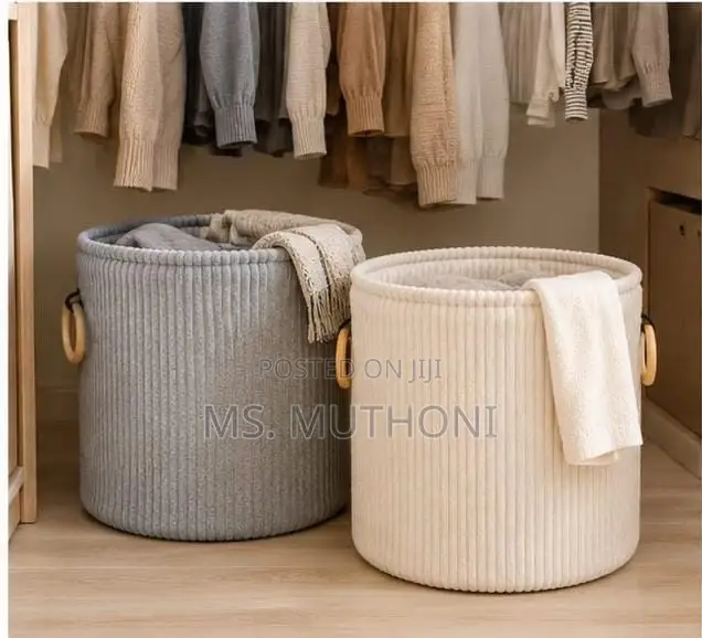 Corduroy-Textured Storage and Laundry Baskets