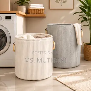 Corduroy-Textured Storage and Laundry Baskets