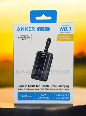 Anker 30W 10,000mAh High-Speed Power Bank With Built-in USB-C Cable