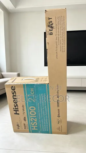 Hisense HS2100 2.1CH Soundbar With Wireless Subwoofer – 240W Powerful