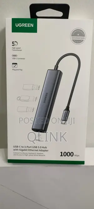Ugreen Usb3.0 to 3×usb3.0 +Rj45 (1000m) Ethernet Adapter