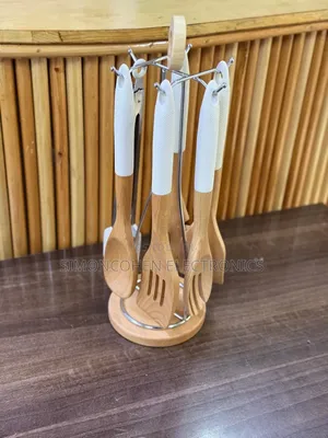 6pcs Premium Bamboo Spoon Set With Stand