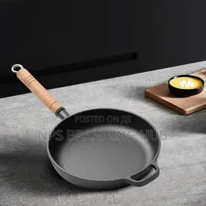 Thickened Cast Iron Frying Pan With Bamboo Lid Size 25,27,29cm(zn