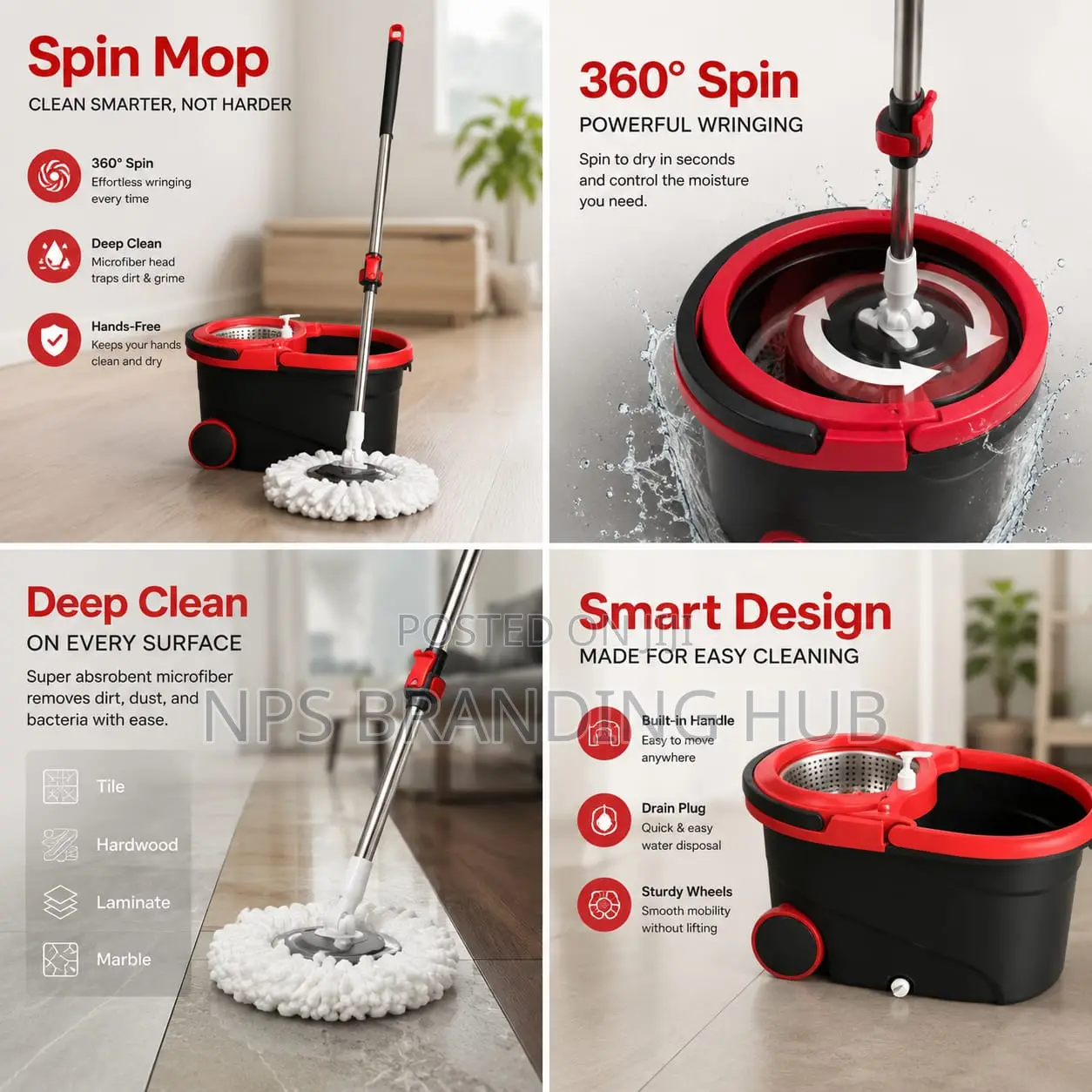 360° Spin Mop With Bucket Dehydration Basket(el.b