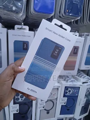 Samsung Galaxy S25 Ultra Blue Patterned Smart View Wallet Case