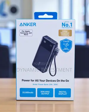 Anker Power Bank 20,000 mAh 30W Built-in USB-C Cable Lanyard