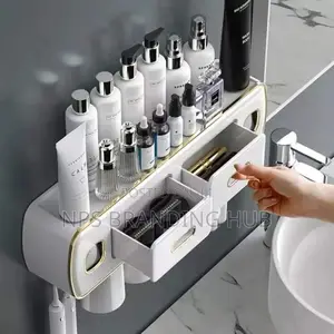Wall Mounted Toothpaste With Toothbrush Holder/Bathroom Organizer(el,b