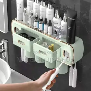 Wall Mounted Toothpaste With Toothbrush Holder/Bathroom Organizer(el,b