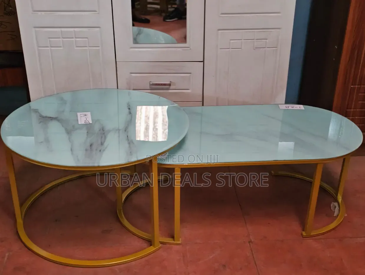 2-in-1 Marble Nesting Coffee Table (Glass Effect)
