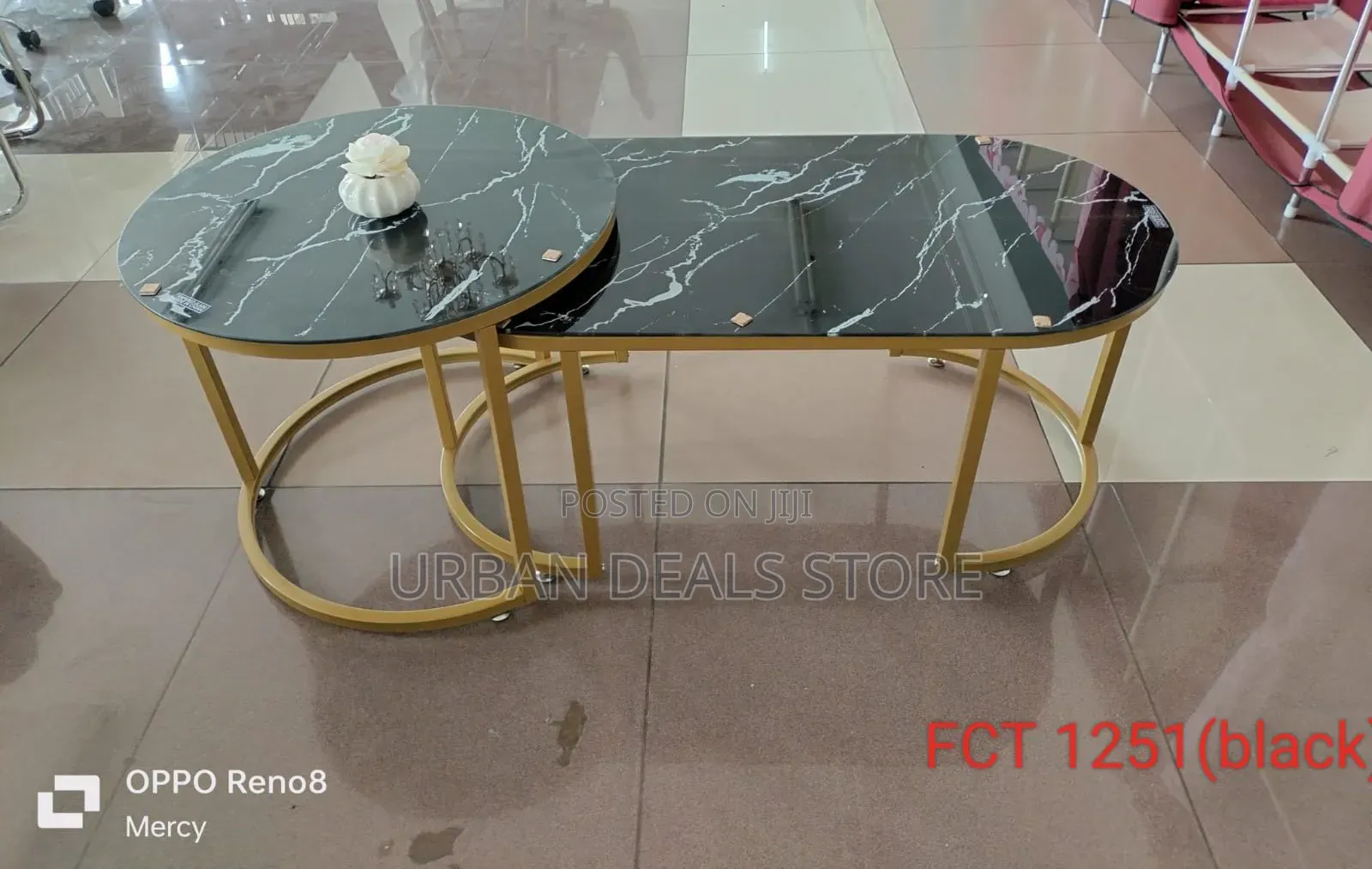 2-in-1 Marble Nesting Coffee Table (Glass Effect)