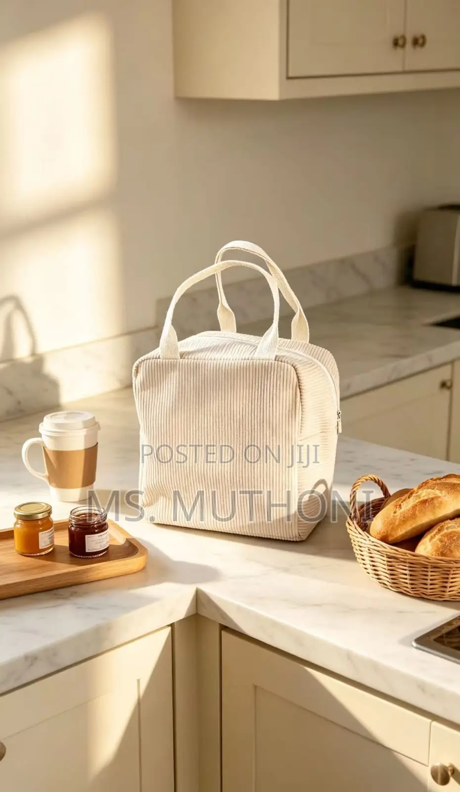 Soft Corduroy Fabric Insulated Lunch Bag*