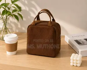 Soft Corduroy Fabric Insulated Lunch Bag*
