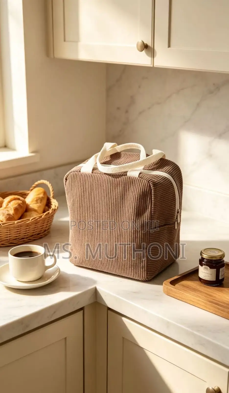 Soft Corduroy Fabric Insulated Lunch Bag*
