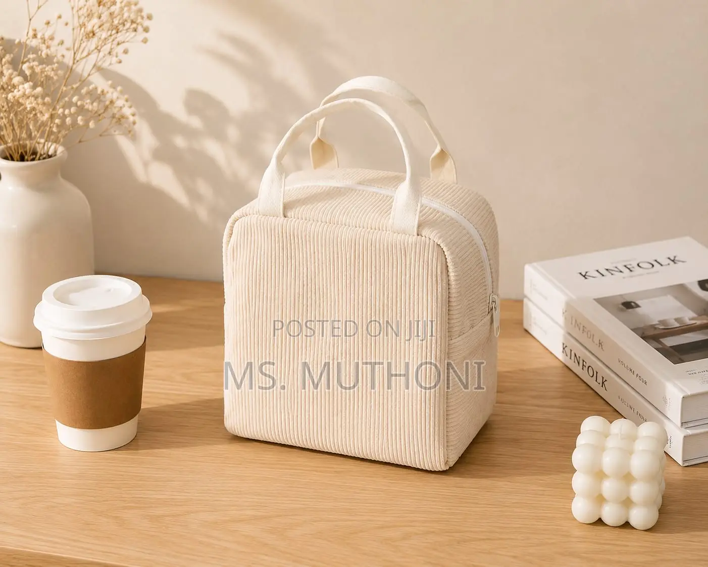 Soft Corduroy Fabric Insulated Lunch Bag*