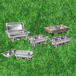 Premium-Finish Modern Stainless Compartment Chafing Dish Food Warmer