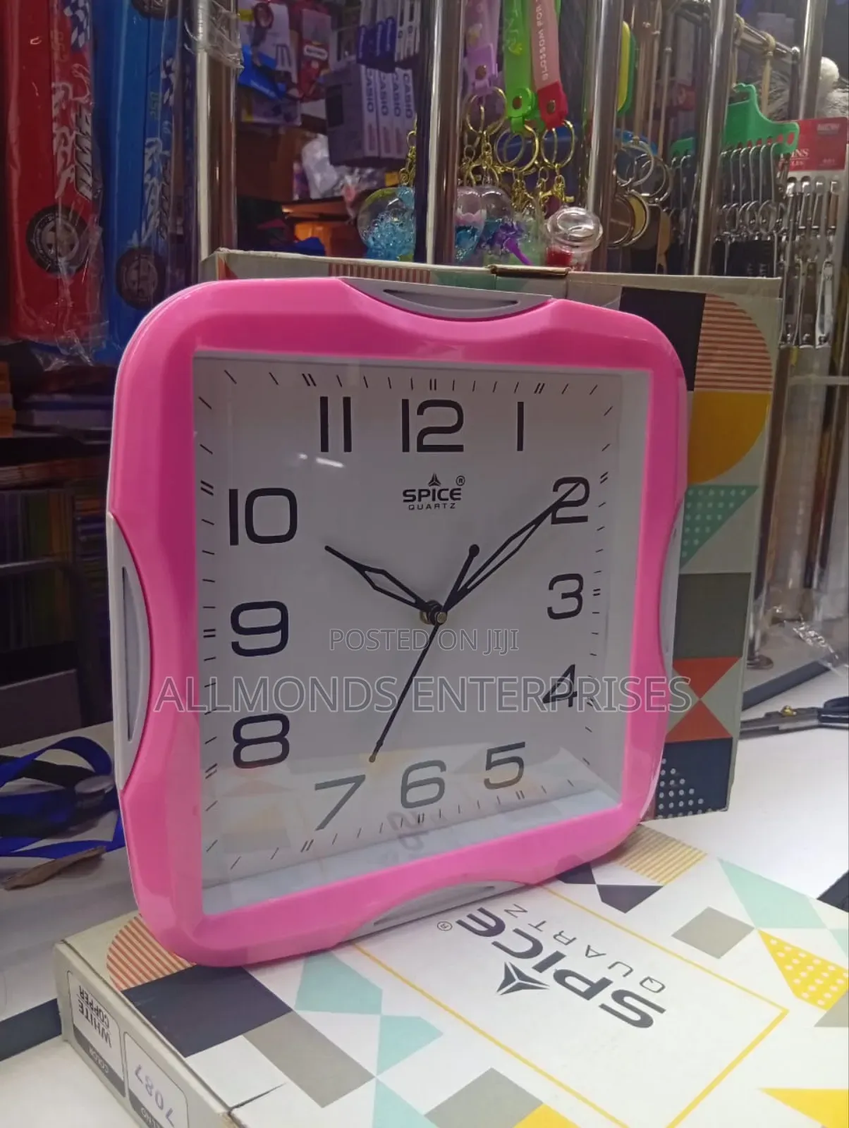 Spice Quartz Square Pink Wall Clock- 27.5 CM by 27.5CM