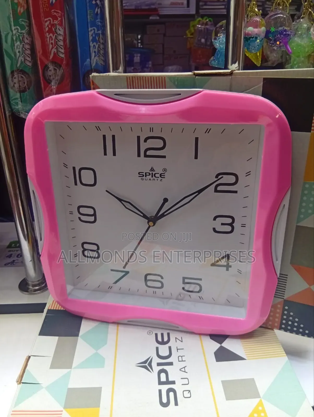 Spice Quartz Square Pink Wall Clock- 27.5 CM by 27.5CM