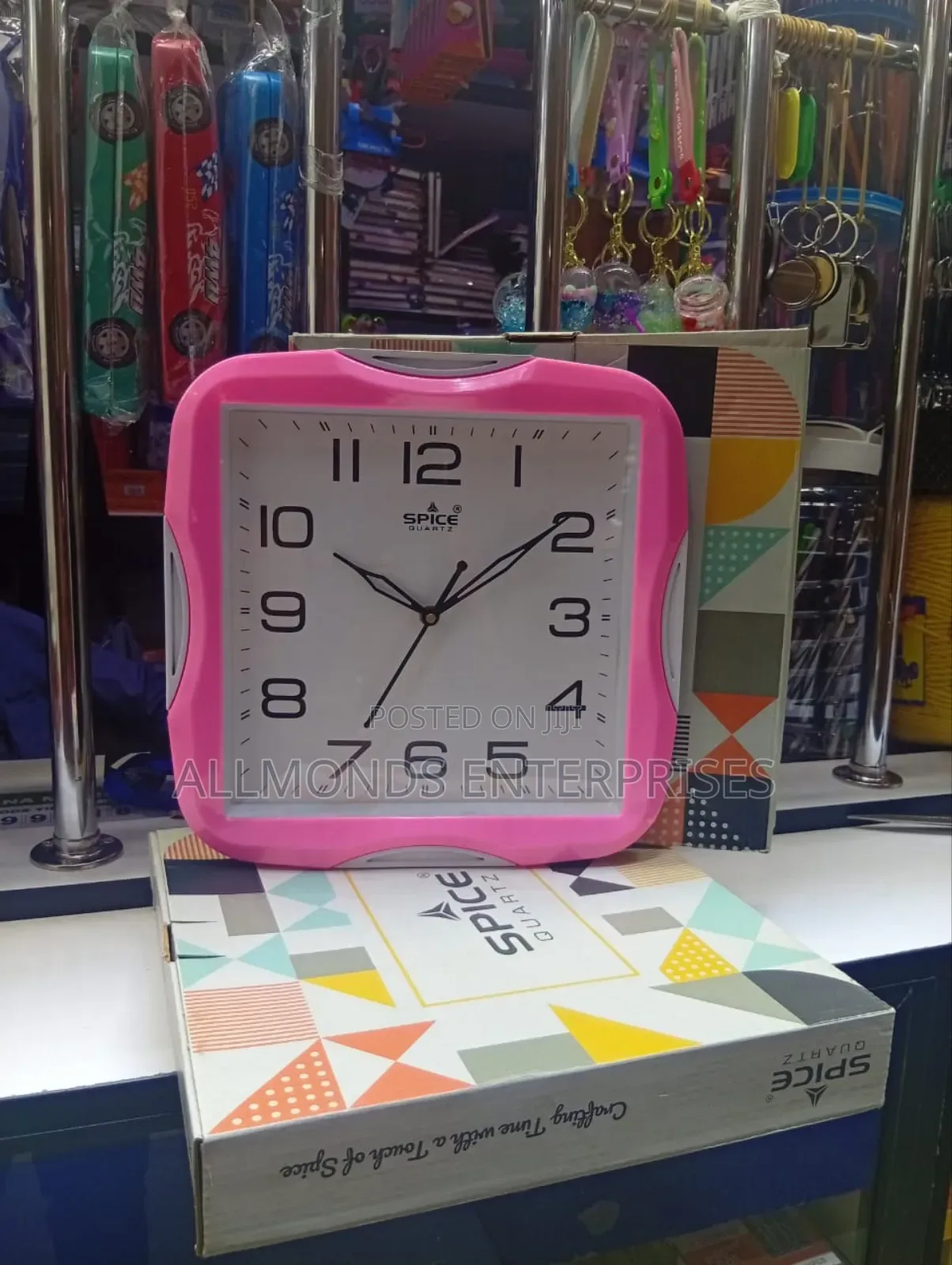 Spice Quartz Square Pink Wall Clock- 27.5 CM by 27.5CM