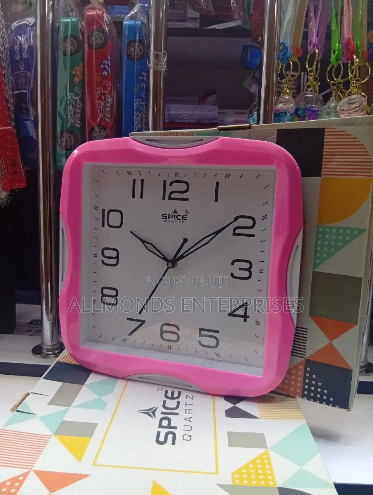 Spice Quartz Square Pink Wall Clock- 27.5 CM by 27.5CM
