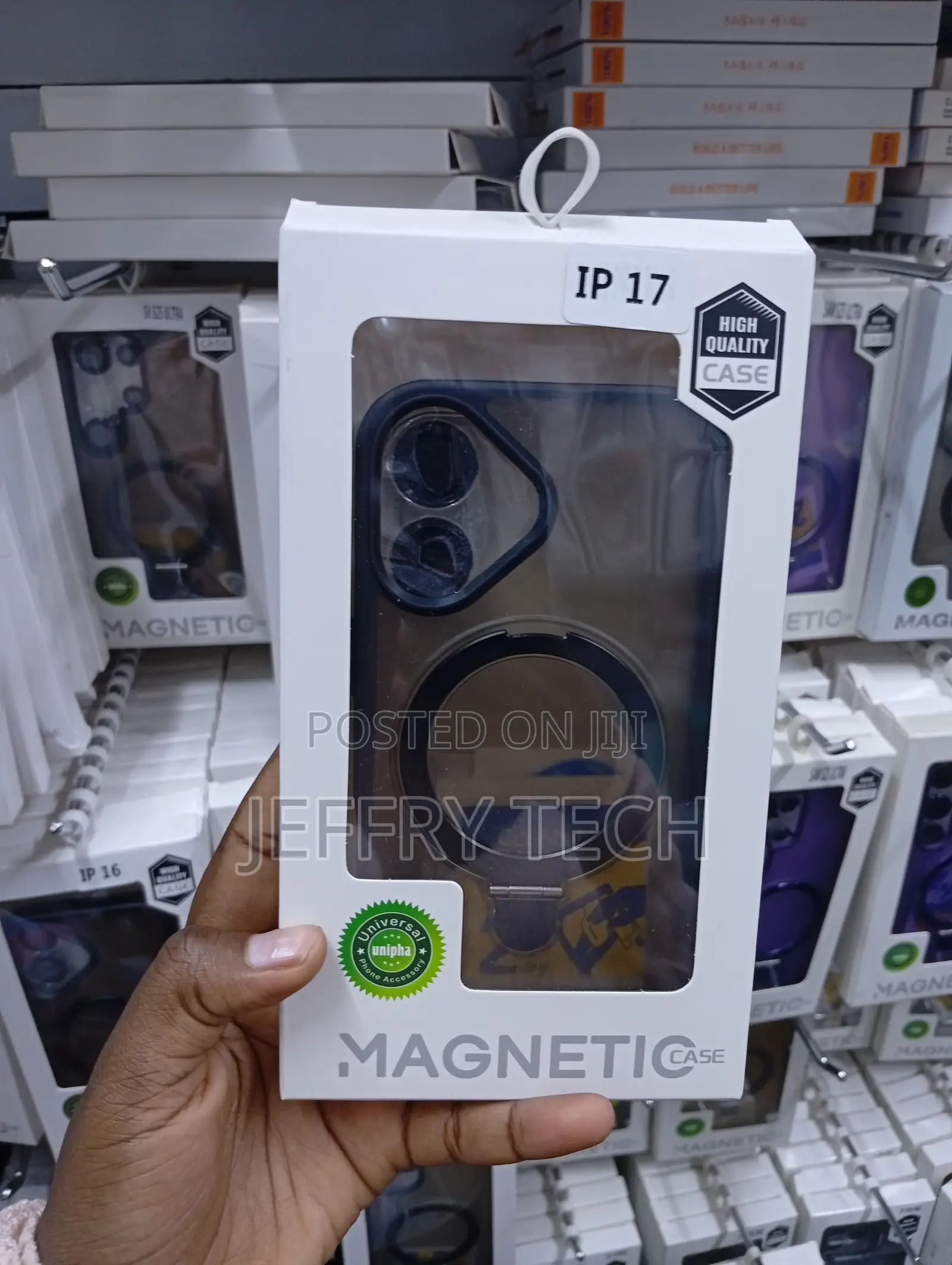 iPhone 17 Premium Transparent Magnetic Ring Stand Case