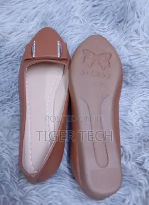 Womens Light Brown Smooth Faux Leather Flat Doll Shoes