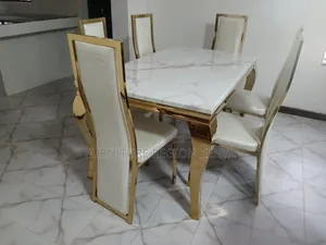 Imported Dining Table Set With Gold Finish