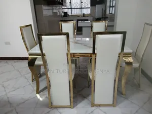 Imported Dining Table Set With Gold Finish