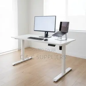 White Sit Stand Office Electric Desk-160cm