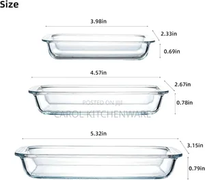 3 PC Borosilicate Glass Baking Tray Set
