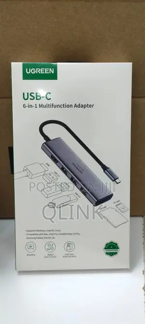 UGREEN 6 in 1 Multifunction Adapter, Type C to USB 3.0 ( 3 Port)