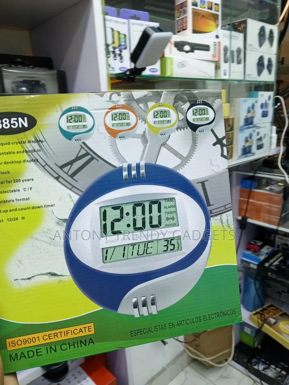 Kadio 3885N LCD Thermometer Clock With Alarm Function