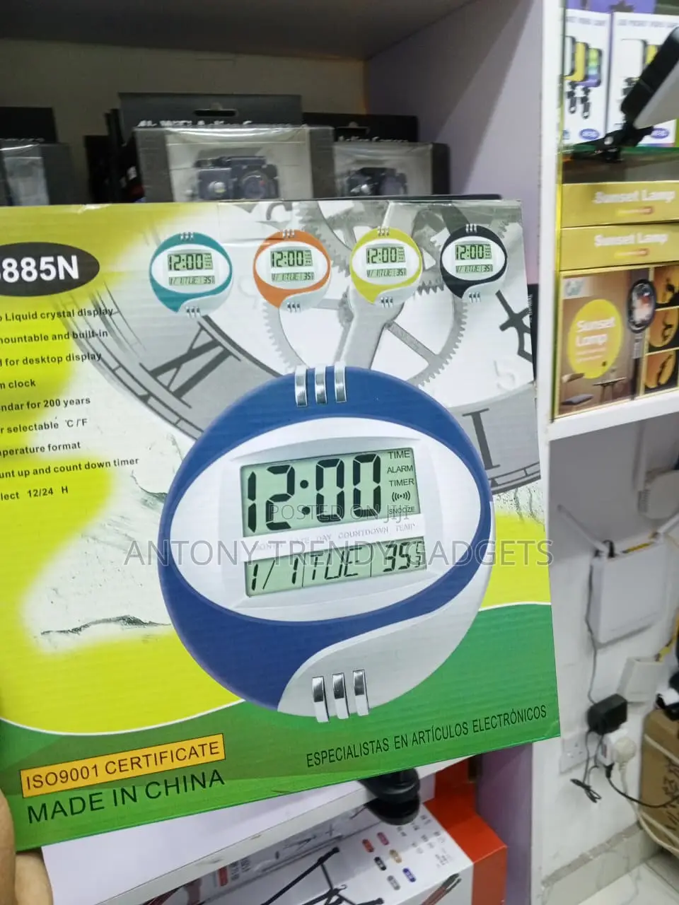 Kadio 3885N LCD Thermometer Clock With Alarm Function