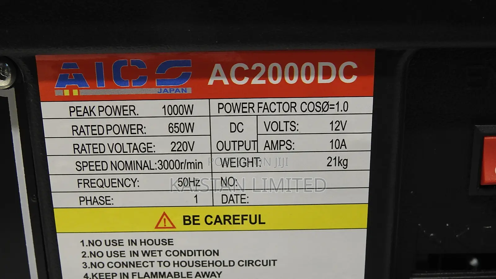 AICO Japan Petrol Generator 220V. 1kva Petrol Generator