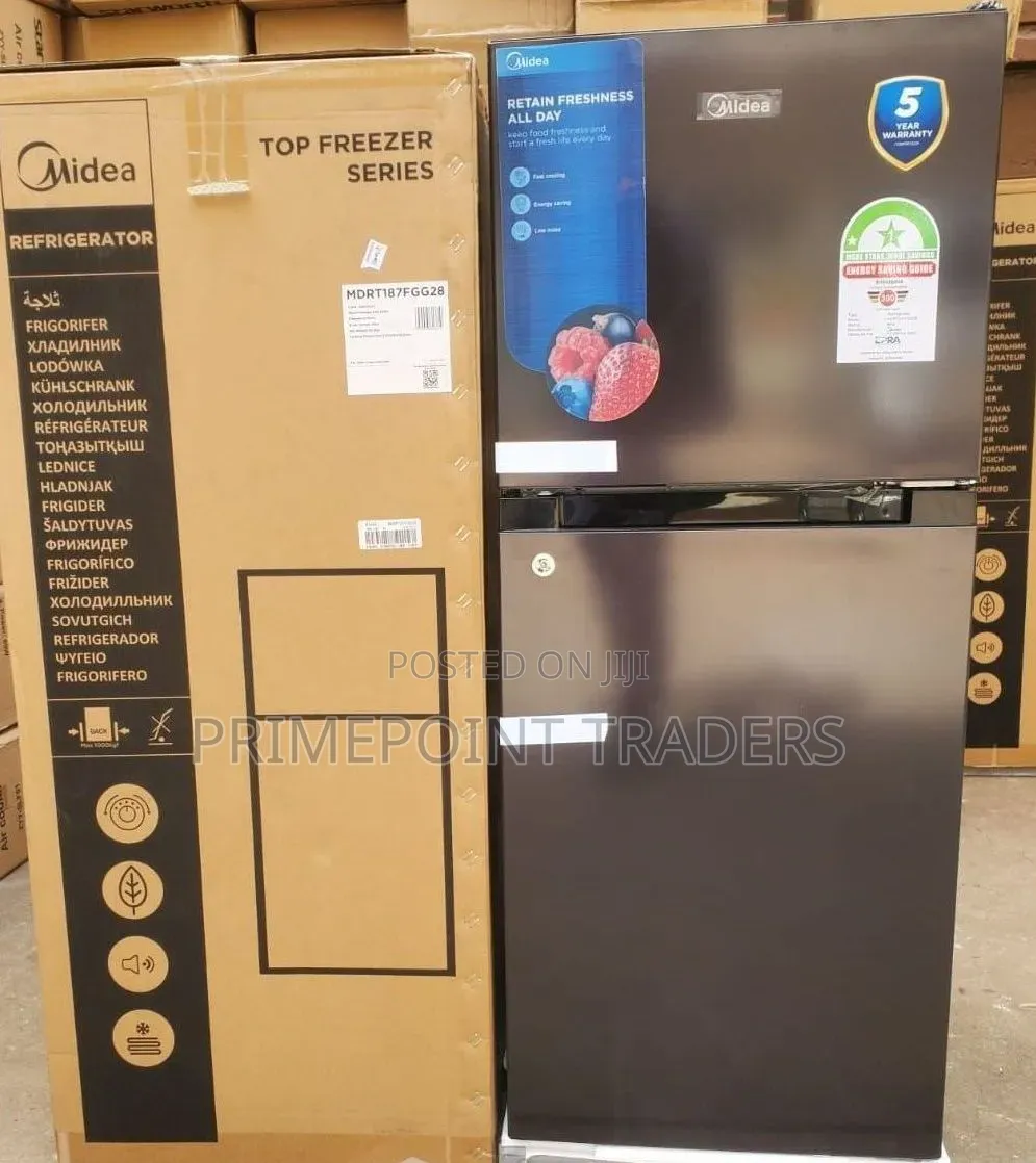 Midea Double Door Refrigerator Spacious 187L Storage Capacity