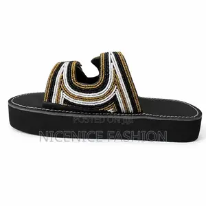 Premium Beaded Leather Slide Sandals