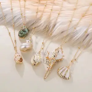 Gold Necklace, Summer Sea Shell, Gold Detailed Accessories