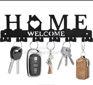 Black Metal Wall-Mounted Key Holder