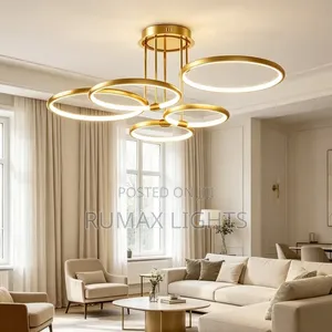Modern Celling 5-Ring Gold Led Chandelier