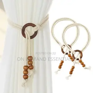 2 Pieces Vintage Natural Wood Curtain Tiebacks