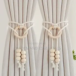2pcs Natural Cotton Rope Curtain Tiebacks Boho Style