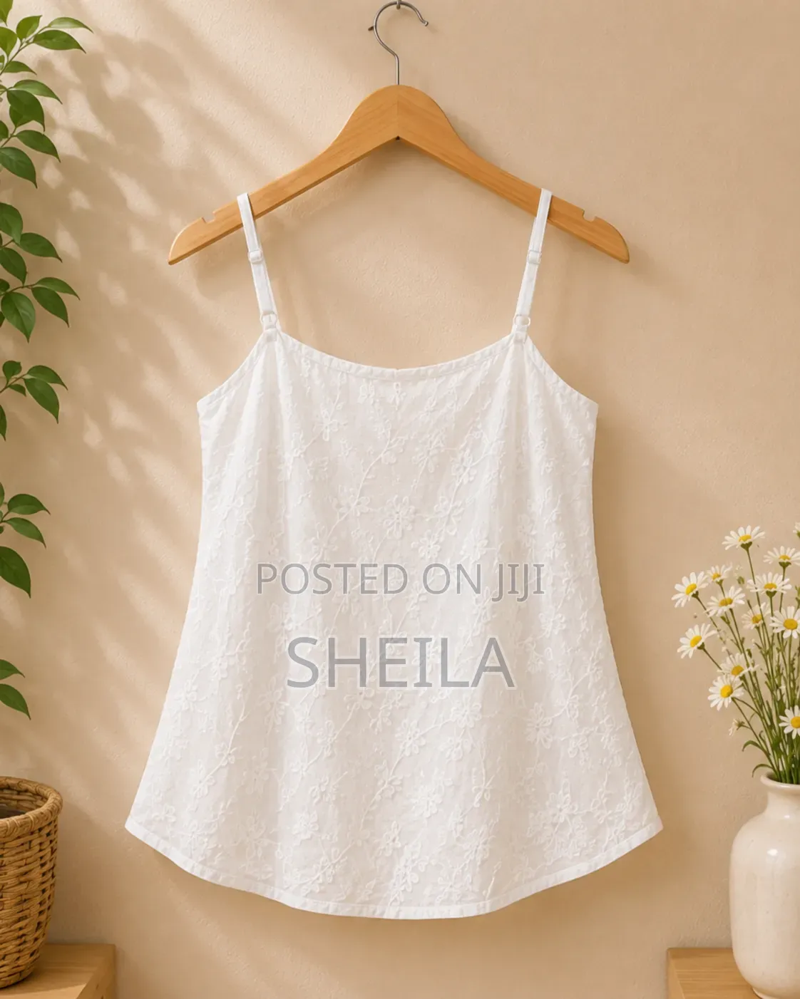 White Embroidered Camisole Top