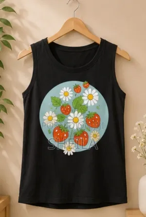 Black Graphic Sleeveless Tank Top