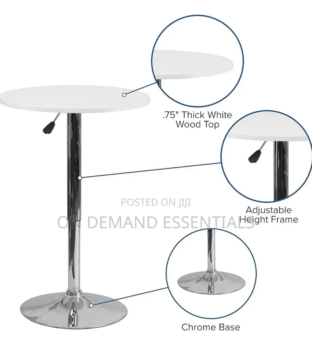 Round Adjustable Height Dining/Cocktail Table