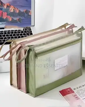 Transparent Mesh Stationery Storage Bag Double-Layer Large Capacity