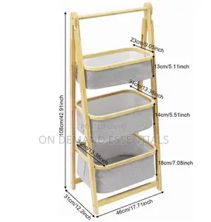 Foldable Bamboo Laundry Hamper Free-Standing Bamboo Frame Organiser