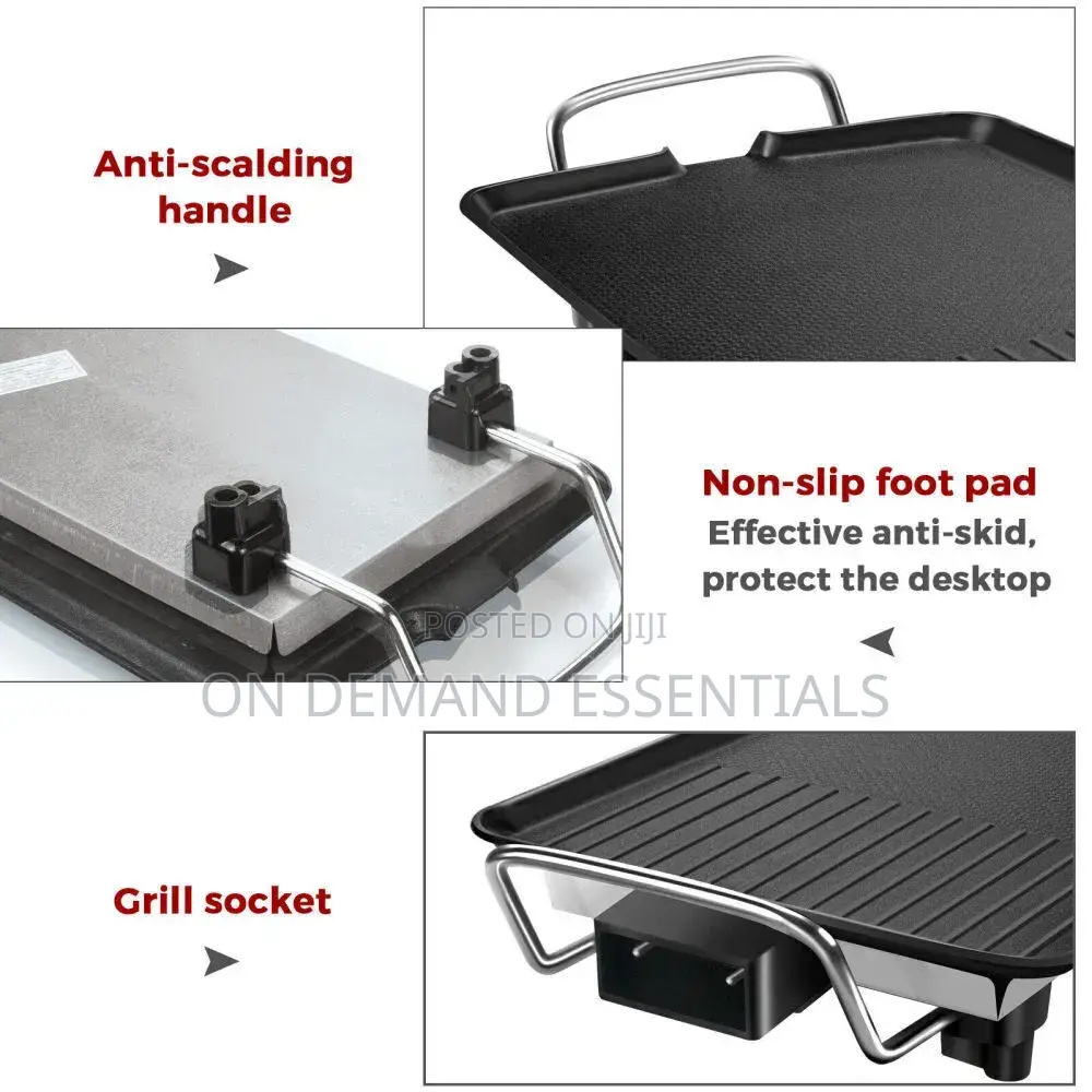 ELECTRIC BBQ GRILL PAN, Baking Grill Tray, Non-Stick Rectangular