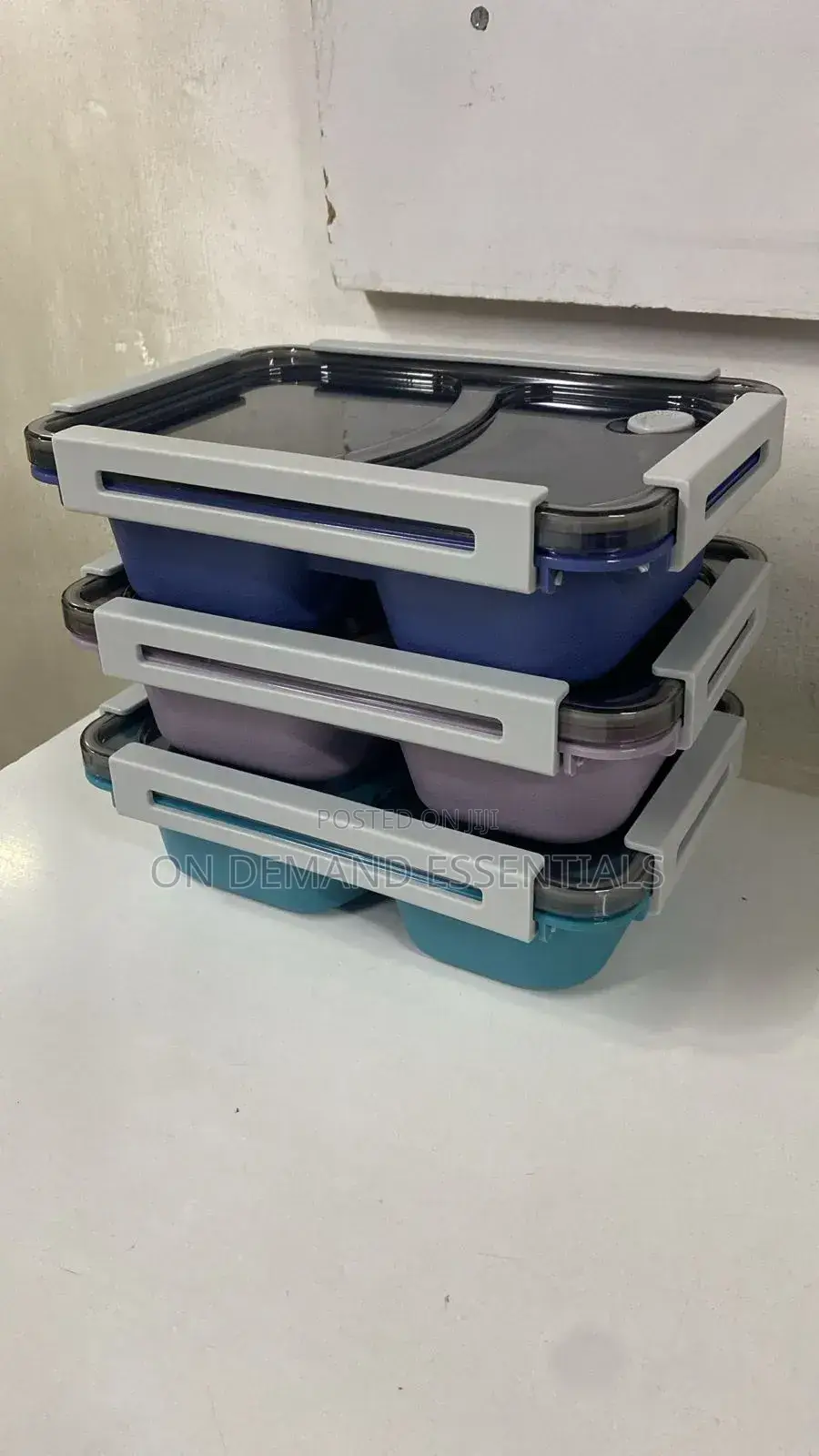 *2-Compartment, 2-Grid Bento Lunch Box With Spoon, Leak-Proof