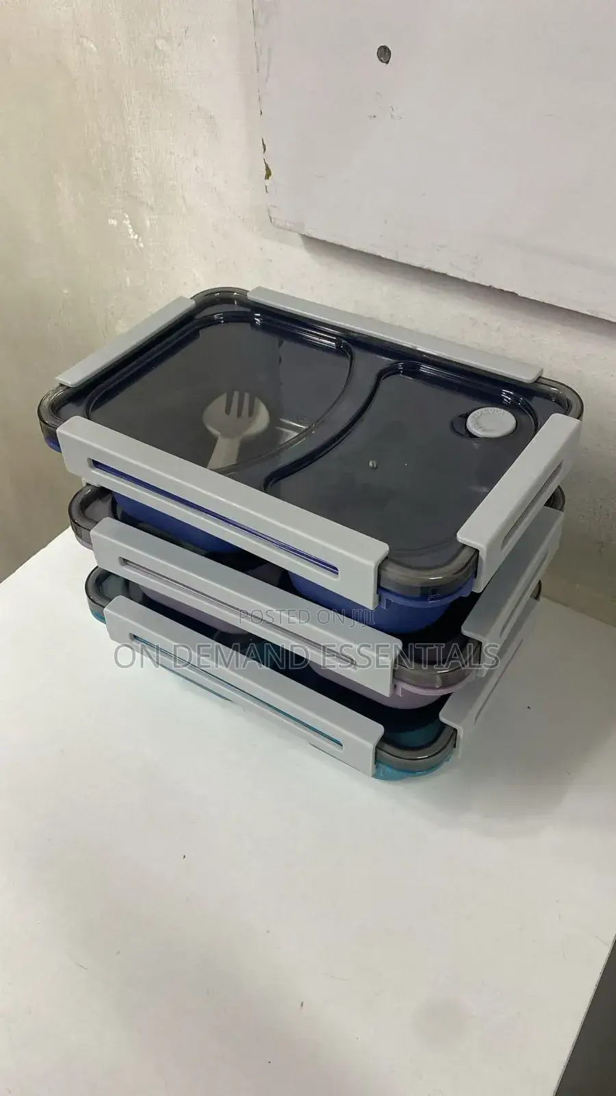 *2-Compartment, 2-Grid Bento Lunch Box With Spoon, Leak-Proof